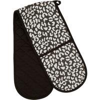 Orsina Double Oven Glove, Stylish Leopard Print With Quilted Heat-Resistant Fabric, Safely Handles Hot Pots in Black