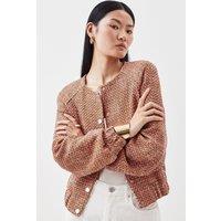 Neon Tweed Bomber Jacket