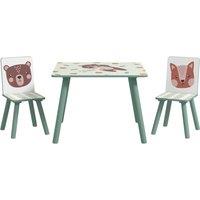 ZONEKIZ Kids Table & Chairs, Children Desk with 2 Chairs, Toddler Furniture Set in Green