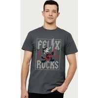 Felix The Cat Men's The Rock Star T-Shirt in Dark Grey | Size: Medium