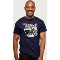 BSA Men's Motorcycles Est 1919 Golden Flash T-Shirt in Navy | Size: Large