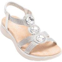 IVACHY Women's Boho Chic Wedge Sandals with Rhinestone Accents in Silver | Size: 3