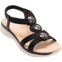 IVACHY Women's Boho Chic Wedge Sandals with Rhinestone Accents in Black | Size: 6