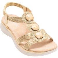 IVACHY Women's Boho Chic Wedge Sandals with Rhinestone Accents in Gold | Size: 7.5