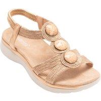 IVACHY Women's Boho Chic Wedge Sandals with Rhinestone Accents in Rose Gold | Size: 6