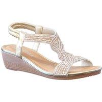 IVACHY Women's Comfort Sandals| 4cm Heel, Sparkling Adjustable Elastic Band in Gold | Size: 4