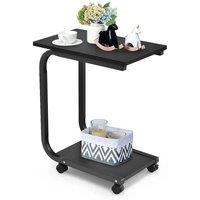 Rolling C-shaped Laptop Side Table Bedside Table Sofa Couch Table W/ 4 Wheels