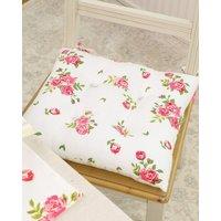 Dibor Set of 4 Pink Floral Print Indoor Outdoor Chair Seat Pad 40x40cm in White | Size: 40 cm x 40 cm
