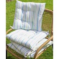 Dibor Set of 4 Traditional Blue Striped Indoor Outdoor Chair Seat Pads L40cm x W40cm | Size: 40 cm x 40 cm