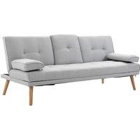 HOMCOM 2 or 3 Seater Sofa Bed Scandi Style Recliner Cushions Adjustable Back in Grey