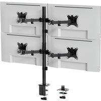 VonHaus Height Adjustable Tilt & Rotate Four Screen Monitor Desk Clamp in Black