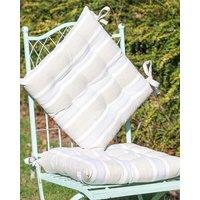 Dibor Set of 4 Traditional Striped Outdoor Chair Seat Pad Garden Furniture Cushions L40cm x W40cm in Beige | Size: 40 cm x 40 cm