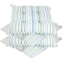 Dibor Set of 4 Blue Striped Chair Seat Pad Garden Cushions L40cm x W40cm | Size: 40 cm x 40 cm
