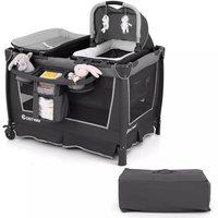 Costway 5-in-1 Toddlers Portable Travel Cot Baby Playard Convertible Playpen in Grey