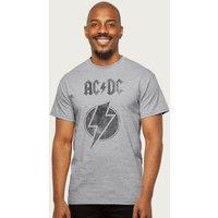 AC/DC Men's Logo Lightning Bolt T-Shirt in Mid Grey | Size: Large