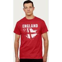 Coto7 Men's England Paint Splatter World Cup Football T-Shirt in Red | Size: Large