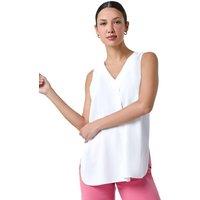 Roman Women's V-Neck Sleeveless Vest Pleat Top in Ivory | Size: 10