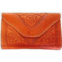 Berber Leather Women's Small Tri-Fold Embossed Leather Purse in Light Brown