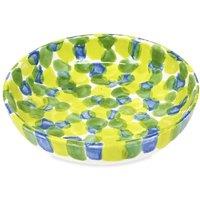 Verano Spanish Ceramics Petalo Hand Painted Kitchen Dining Shallow Serving Bowl 23cm in Green