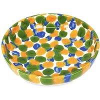 Verano Spanish Ceramics Petalo Hand Painted Kitchen Dining Shallow Serving Bowl 23cm in Blue