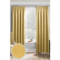 Enhanced Living 'Matrix' Ochre - Tape Top Thermal Noise Reducing Dim Out Curtains - Pair in Yellow | Size: 168 cm width x 229 cm drop
