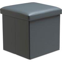 Snug City Faux Leather Storage Ottoman Storage Box With Lid Foldable - 38x38x38cm Square in Grey | Size: Small