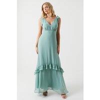 Petite Tie Shoulder Chiffon Maxi Bridesmaids Dress