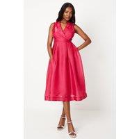 Petite Organza Wrap Midi Dress