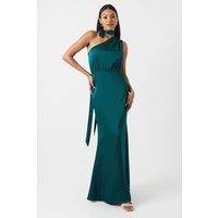 Coast Women's One Shoulder Tie Neck Satin Bridesmaid Dress in Emerald | Size: 14