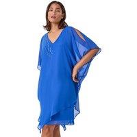 Embellished Cold Shoulder Overlay Dress