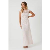 Floral Embroidered Cap Sleeve Bridesmaid Maxi Dress