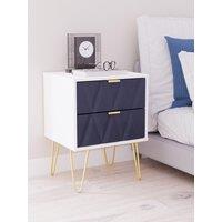 Ready Assembled 2 U Dallas 2 Drawer Bedside Cab(Ready Assembled) in Dark Blue