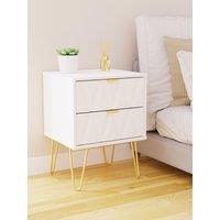 Ready Assembled 2 U Dallas 2 Drawer Bedside Cab(Ready Assembled) in White