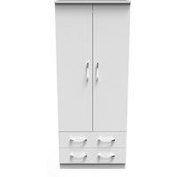 Ready Assembled 2 U Hampshire 2 Drawer Double Wardrobe in White (Ready Assembled)