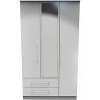 Ready Assembled 2 U Chester Triple Mirror Wardrobe with 2 Drawers (Ready Assembled) in Dark Grey
