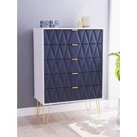 Ready Assembled 2 U Dallas 5 Drawer Chest (Ready Assembled) in Dark Blue
