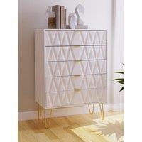 Ready Assembled 2 U Dallas 5 Drawer Chest (Ready Assembled) in White