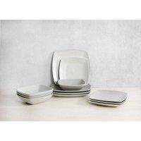 Creative Tops 12 Piece Grey Stoneware Square Dinner Set | Size: 12 Pack