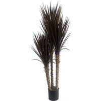 Leaf 155cm UV Resistant Artificial Triple Yukka Tree Plant Tree Triple Dark in Dark Brown