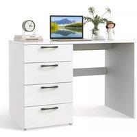 Costway 4 Drawers Computer Desk Modern Writing Desk Compact Laptop PC Table Workstation in White