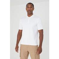 Brave Soul Men's Short Sleeve Jacquard Polo Shirt in Off-White | Size: Medium