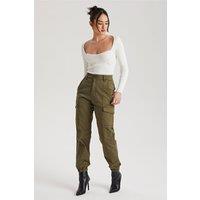 Urban Bliss Women's Cuffed Cargo Pants in Khaki | Size: 4