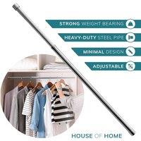House of Home Extendable Wardrobe Pole 85-153CM Adjustable Rail Hanger Steel Heavy Duty Easy Assemble in Silver