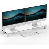VonHaus Height Adjustable Clear Glass Dual Monitor Screen Riser