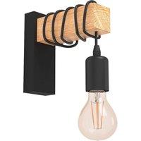 Eglo Townshend Natural Wood & Metal Wall Light in Light Brown