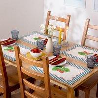 Wylder Nature Strawberry Stripes Set of 4 Indoor/Outdoor Placemats in Blue