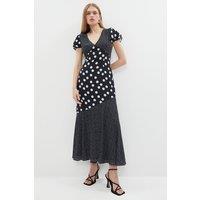 Polka Dot Ruffle Midi Dress