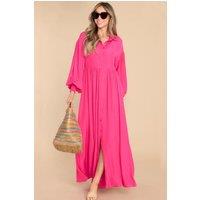 Rose Bubble Sleeve Shirt Maxi Dress