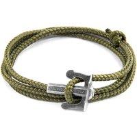ANCHOR & CREW Men's Union Anchor Silver & Rope Bracelet in Green
