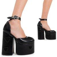Lamoda Women's Translate Love Black PU Platform 'Heels' Elegant Summer Footwear UK4 | Size: 4